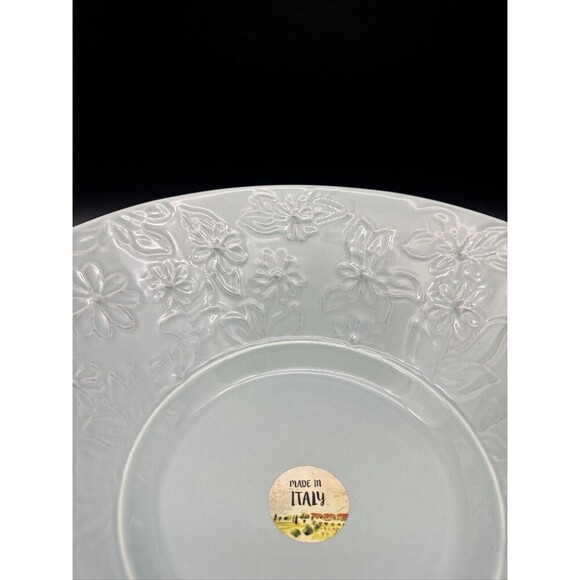 La Ceramica Italy GREEN Floral Embossed Large Serving Bowl 12”Diameter X 5” Deep - Picture 2 of 5